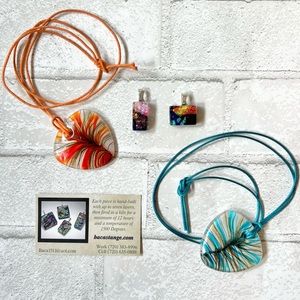 Four pieces of Dichroic Glass jewelry